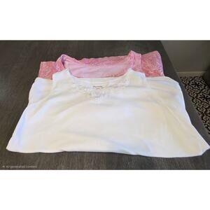 Bundle Of 2 White Stag Sleeveless Shirts Tank XL 16/18 White And Pink Cotton